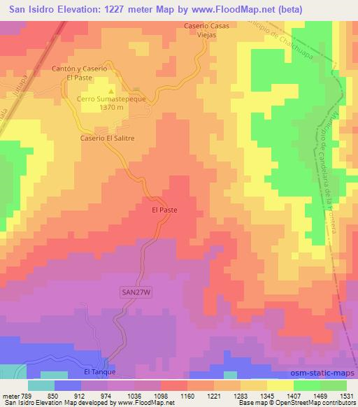San Isidro,El Salvador Elevation Map