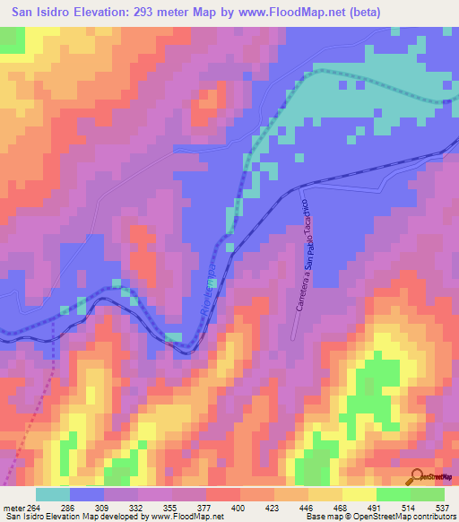 San Isidro,El Salvador Elevation Map