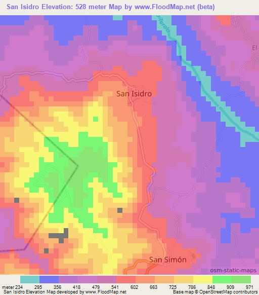 San Isidro,El Salvador Elevation Map