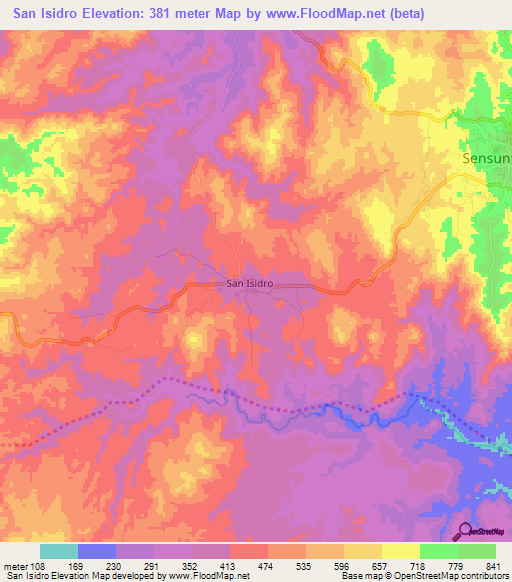 San Isidro,El Salvador Elevation Map