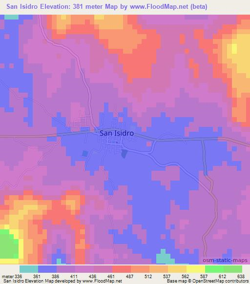 San Isidro,El Salvador Elevation Map