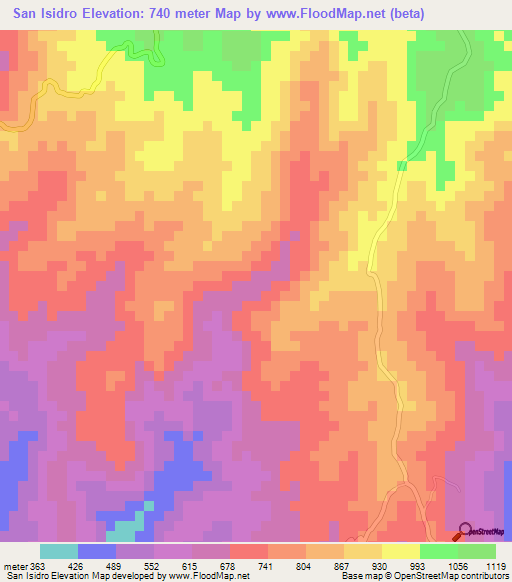San Isidro,El Salvador Elevation Map
