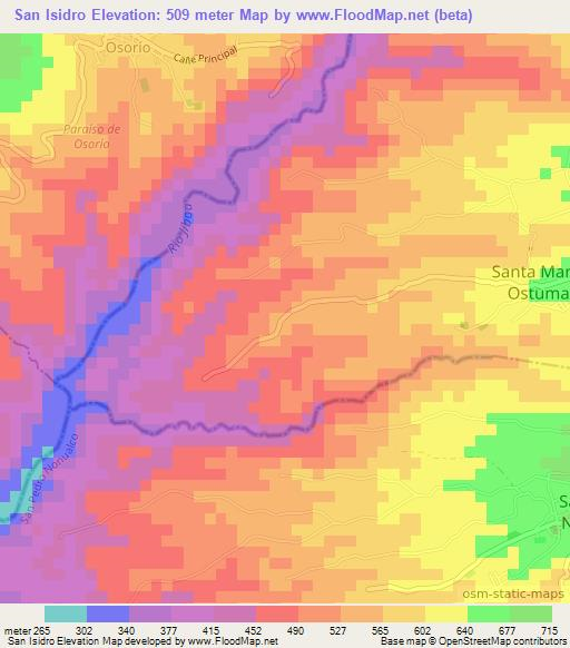 San Isidro,El Salvador Elevation Map