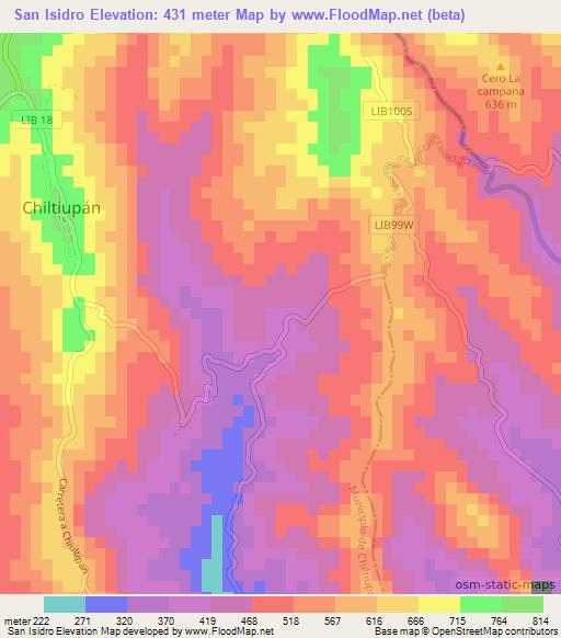 San Isidro,El Salvador Elevation Map