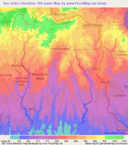 San Isidro,El Salvador Elevation Map