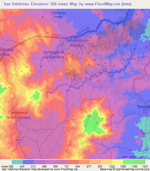 San Ildefonso,El Salvador Elevation Map