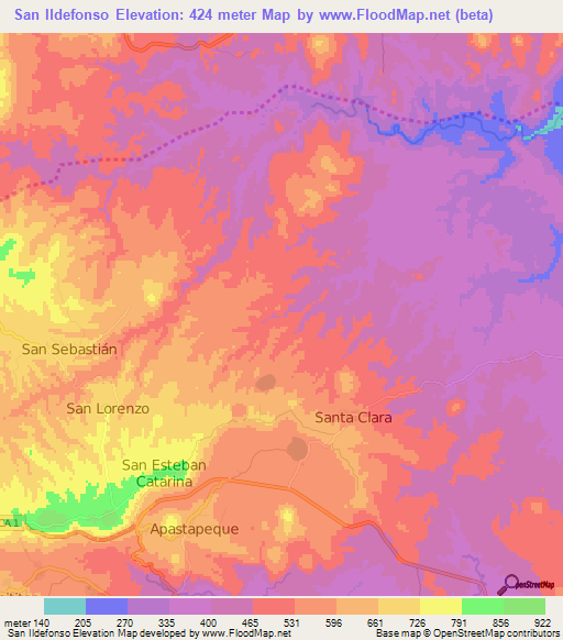 San Ildefonso,El Salvador Elevation Map