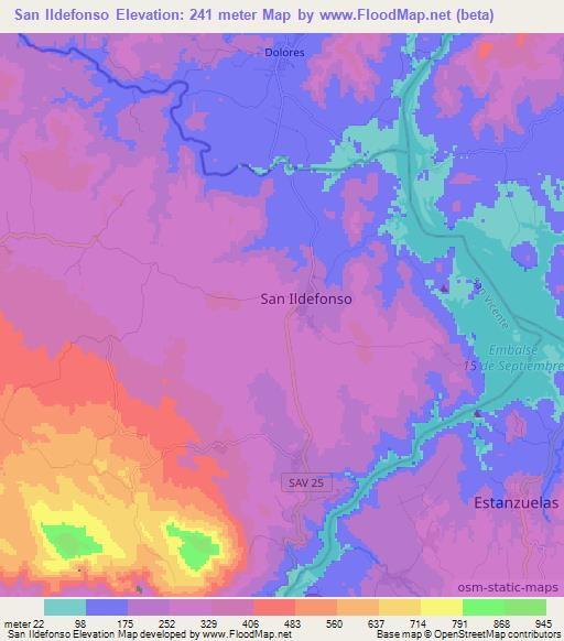 San Ildefonso,El Salvador Elevation Map