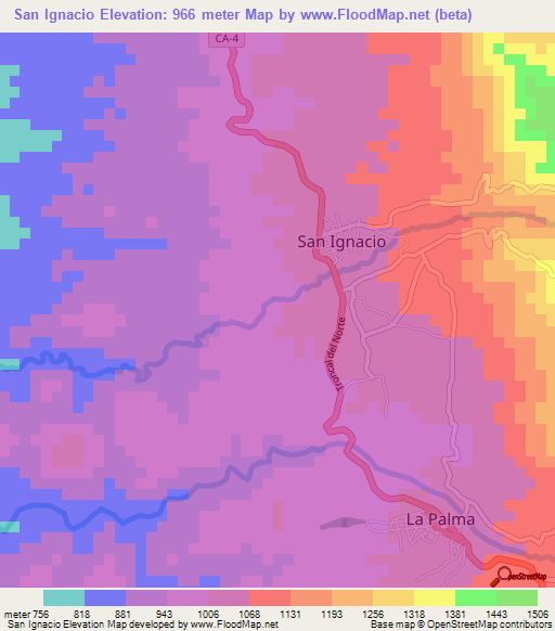 San Ignacio,El Salvador Elevation Map