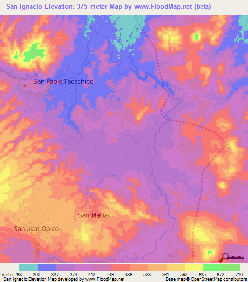 San Ignacio,El Salvador Elevation Map
