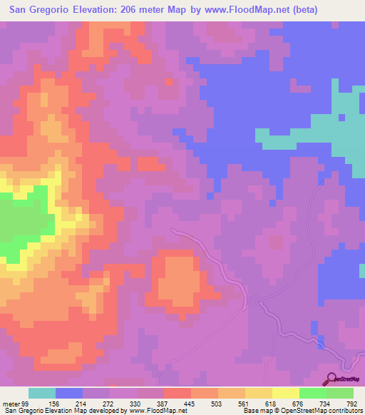 San Gregorio,El Salvador Elevation Map