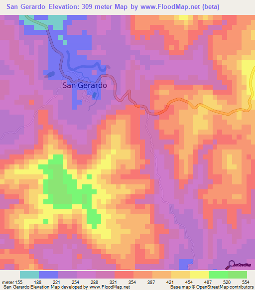 San Gerardo,El Salvador Elevation Map
