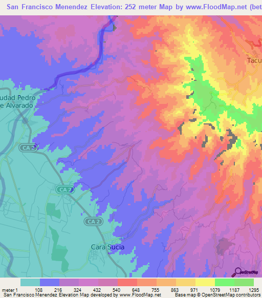 San Francisco Menendez,El Salvador Elevation Map