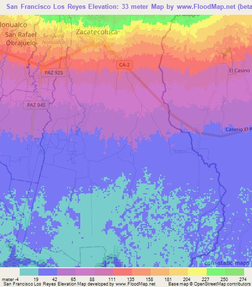 San Francisco Los Reyes,El Salvador Elevation Map