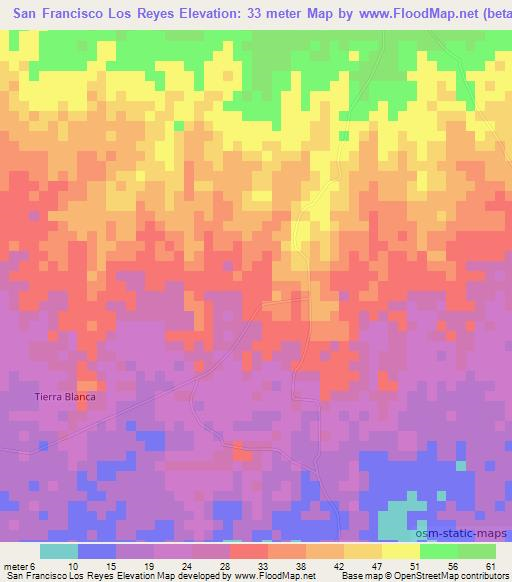 San Francisco Los Reyes,El Salvador Elevation Map