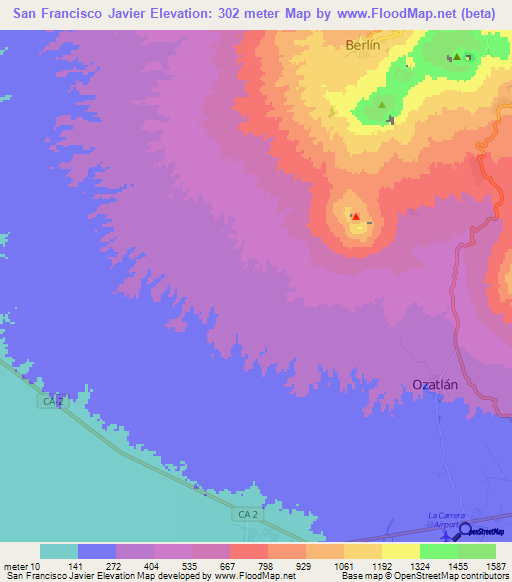 San Francisco Javier,El Salvador Elevation Map