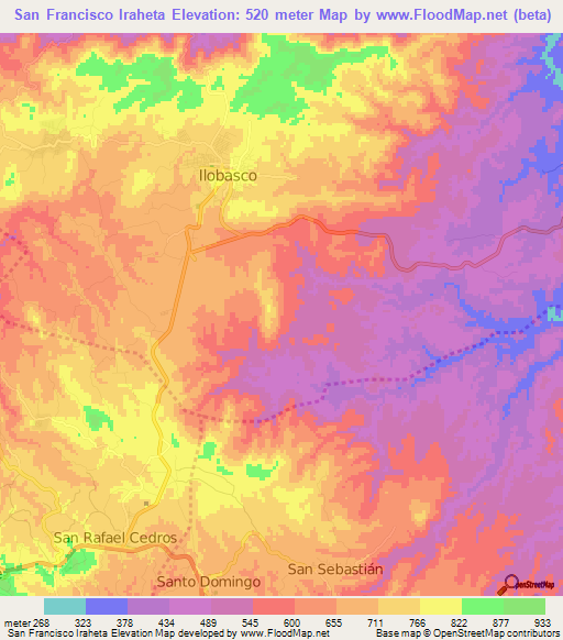 San Francisco Iraheta,El Salvador Elevation Map
