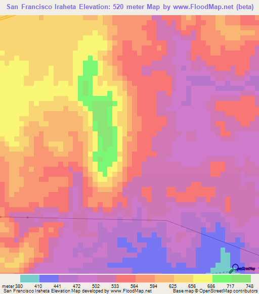 San Francisco Iraheta,El Salvador Elevation Map