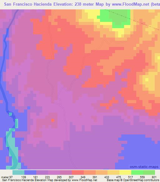 San Francisco Hacienda,El Salvador Elevation Map