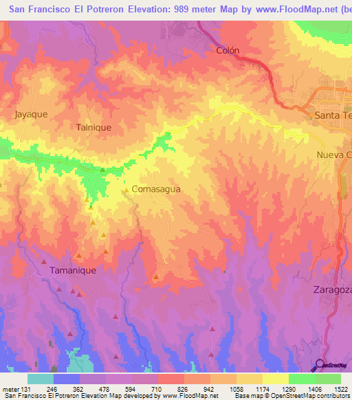 San Francisco El Potreron,El Salvador Elevation Map