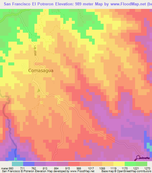 San Francisco El Potreron,El Salvador Elevation Map