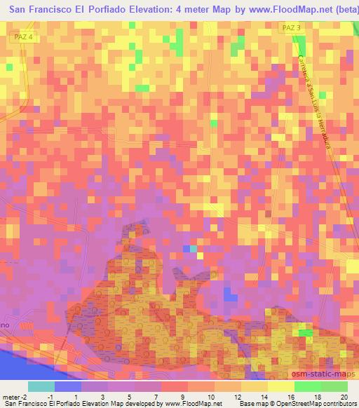 San Francisco El Porfiado,El Salvador Elevation Map