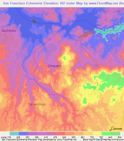 San Francisco Echeverria,El Salvador Elevation Map