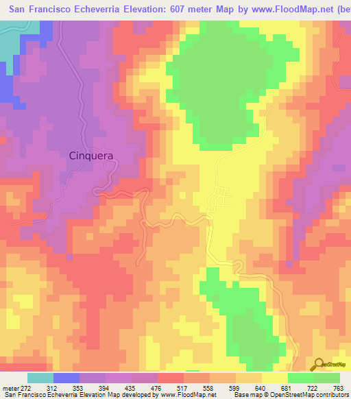 San Francisco Echeverria,El Salvador Elevation Map