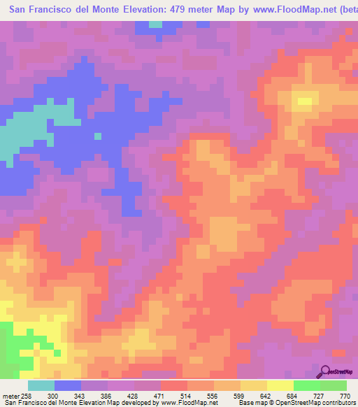 San Francisco del Monte,El Salvador Elevation Map