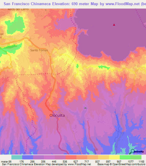 San Francisco Chinameca,El Salvador Elevation Map