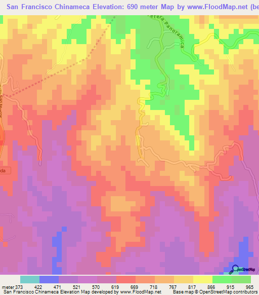 San Francisco Chinameca,El Salvador Elevation Map