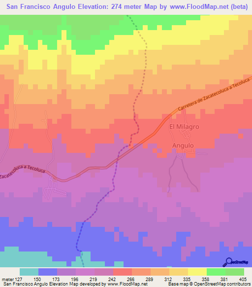 San Francisco Angulo,El Salvador Elevation Map