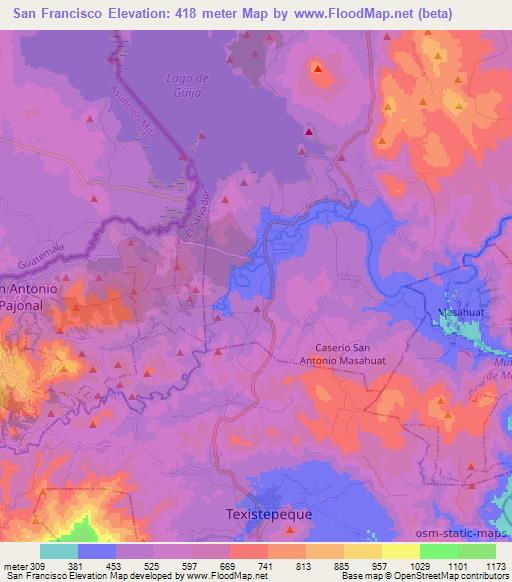 San Francisco,El Salvador Elevation Map