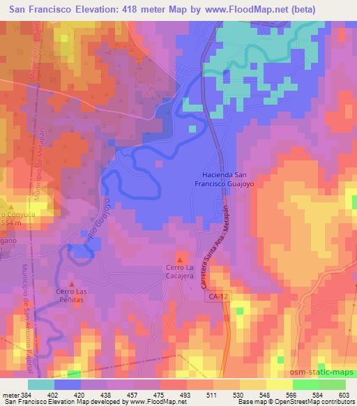 San Francisco,El Salvador Elevation Map