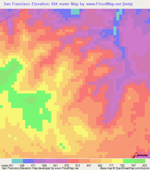 San Francisco,El Salvador Elevation Map