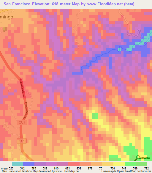 San Francisco,El Salvador Elevation Map