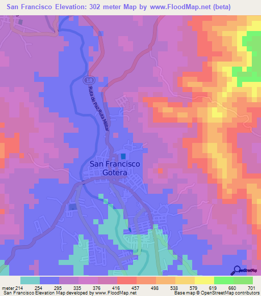 San Francisco,El Salvador Elevation Map