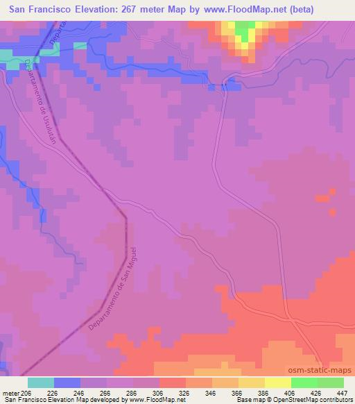 San Francisco,El Salvador Elevation Map