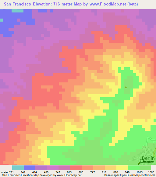 San Francisco,El Salvador Elevation Map