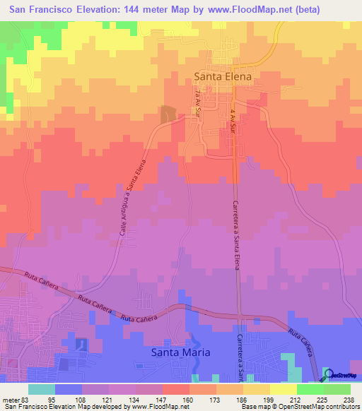 San Francisco,El Salvador Elevation Map