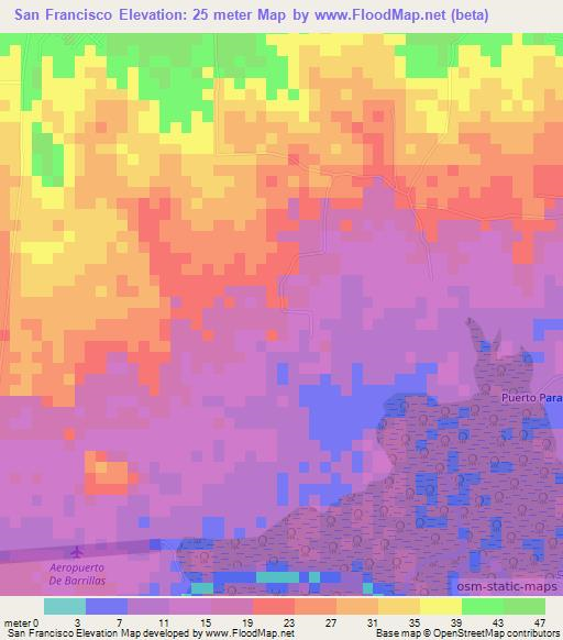 San Francisco,El Salvador Elevation Map