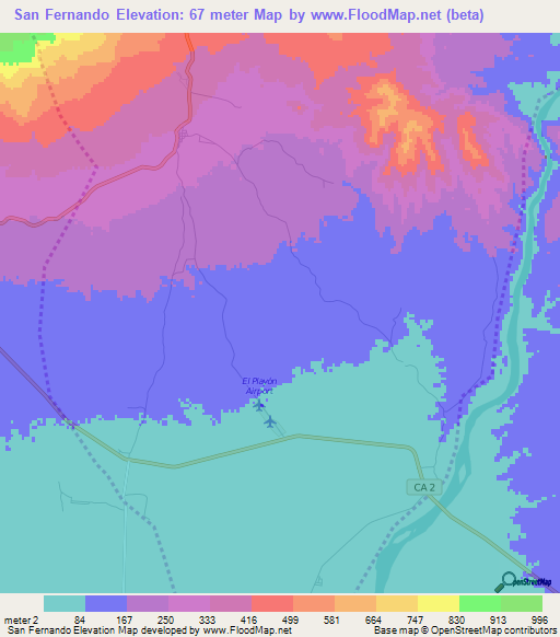 San Fernando,El Salvador Elevation Map