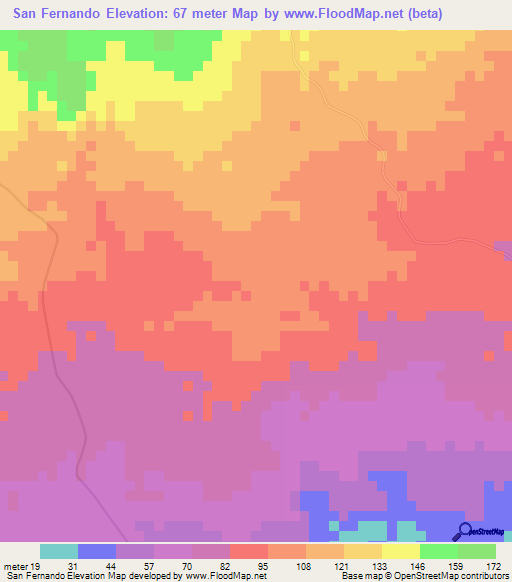San Fernando,El Salvador Elevation Map