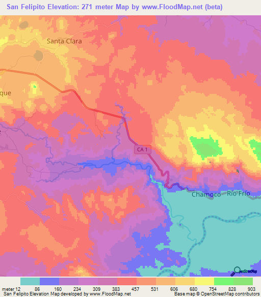 San Felipito,El Salvador Elevation Map