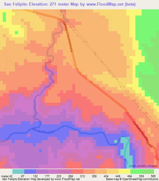 San Felipito,El Salvador Elevation Map