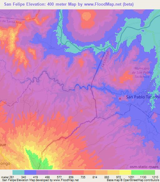 San Felipe,El Salvador Elevation Map