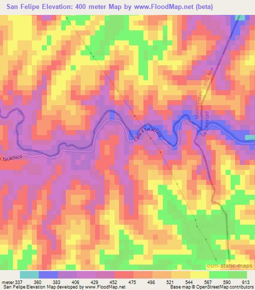 San Felipe,El Salvador Elevation Map