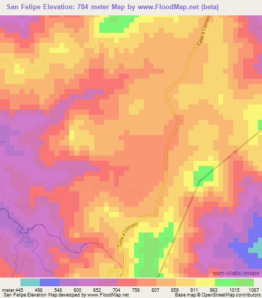San Felipe,El Salvador Elevation Map
