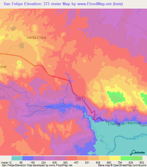 San Felipe,El Salvador Elevation Map