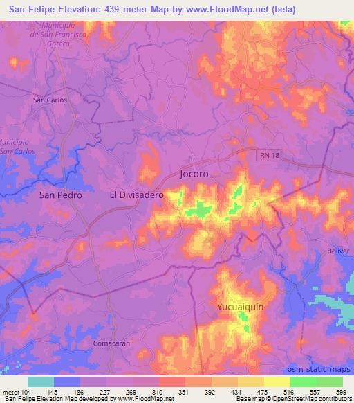 San Felipe,El Salvador Elevation Map